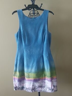 Blue Gradient Sleeveless A-Line Dress